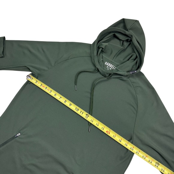 Barbell Men's Performance Hoodie Size M Bodybuilding Green Pullover Workout - Picture 10 of 13